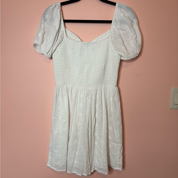 AE Flowy Linen White Babydoll Dress - Picture 3 of 3